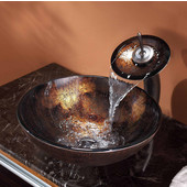  Pluto Glass Vessel Sink with Oil Rubbed Bronze Pop-Up Drain & Mounting Ring, 16-1/2'' Dia. x 5-1/2'' H