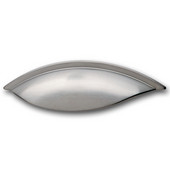  (5-3/64'' W) Modern Cup Cabinet Handle in Brushed Nickel, 130mm x 34mm x 25mm