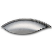 (5-3/64'' W) Modern Cup Cabinet Handle in Pewter, 130mm x 34mm x 25mm