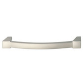  (5-11/16'' W) Modern Curved Cabinet Handle in Matt Nickel, 143mm W x 30mm D x 15mm H