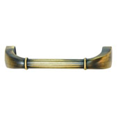  Keystone Fluted Style Collection (4-1/6''W) Handle, Antique Satin Brass, 106mm W x 20mm D x 31mm H, 96 Center to Center