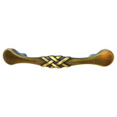  Keystone Woven Style Collection (4-5/7''W) Handle, Antique Satin Brass, 120mm W x 18mm D x 21mm H, 76 Center to Center