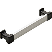  Cornerstone Series Contemporary (7-3/8'' W) Bar Handle in Matt Aluminum/Black, 188mm W x 39mm D x 27mm H, Center to Center: 160mm (6-5/16'')
