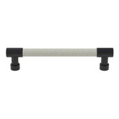  Cornerstone Series Tag Elite Traditional Cabinet Pull, Zinc, Winter Leather Handle with Black Base, Center to Center: 128mm (5-1/16'')