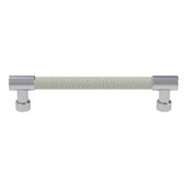  Cornerstone Series Tag Elite Traditional Cabinet Pull, Zinc, Winter Leather Handle with Matte Aluminum Base, Center to Center: 128mm (5-1/16'')