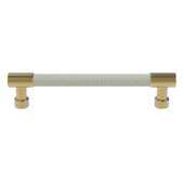  Cornerstone Series Tag Elite Traditional Cabinet Pull, Zinc, Winter Leather Handle with Matte Gold Base, Center to Center: 128mm (5-1/16'')