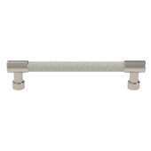 Cornerstone Series Tag Elite Traditional Cabinet Pull, Zinc, Winter Leather Handle with Matte Nickel Base, Center to Center: 128mm (5-1/16'')