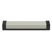  Cornerstone Series Tag Pull Decorative Cabinet Pull, Zinc, Winter Leather Handle with Black Base, Center to Center: 128mm (5-1/16'')