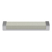  Cornerstone Series Tag Pull Decorative Cabinet Pull, Zinc, Winter Leather Handle with Matte Aluminum Base, Center to Center: 128mm (5-1/16'')