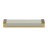  Cornerstone Series Tag Pull Decorative Cabinet Pull, Zinc, Winter Leather Handle with Matte Gold Base, Center to Center: 128mm (5-1/16'')