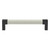  Cornerstone Series Tag Modern Decorative Cabinet Pull, Zinc, Winter Leather Handle with Black Base, Center to Center: 128mm (5-1/16'')