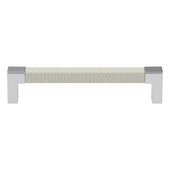  Cornerstone Series Tag Modern Decorative Cabinet Pull, Zinc, Winter Leather Handle with Matte Aluminum Base, Center to Center: 128mm (5-1/16'')