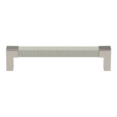  Cornerstone Series Tag Modern Decorative Cabinet Pull, Zinc, Winter Leather Handle with Matte Nickel Base, Center to Center: 128mm (5-1/16'')