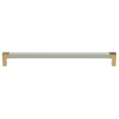  Cornerstone Series Tag Modern Decorative Cabinet Pull, Zinc, Winter Leather Handle with Matte Gold Base, Center to Center: 256mm (10-1/16'')