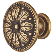  Deco Series Classic Collection Classic Cabinet Round Knob in Rustic Brass Finish Code: 129BR35, Brass, 1-1/4'' Diameter x 13/16'' D