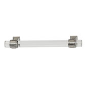  Amerock Glacio Collection (5-1/3''W) Handle, Satin Nickel/ Clear, 135mm W x 19mm D x 38mm H, 96mm Center to Center