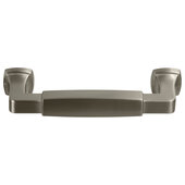  Design Deco Series Amerock Stature Collection Zinc Handle in Satin Nickel, 148mm W x 35mm D x 14mm H (5-13/16'' W x 1-3/8'' D x 9/16'' H), Center to Center: 128mm (5-1/16'')