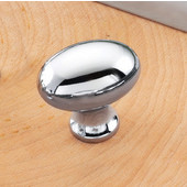  (1-3/8'' W) Oval Knob in Polished Chrome, 34mm W x 32mm D x 21mm H