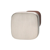  Melange Collection 3/4'' W Square Knob in Brushed Matt Nickel / Leather Chestnut, 22mm W x 24mm D x 22mm H