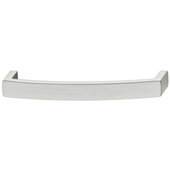  Design Deco Series Mulberry Collection Brass Handle in Satin/Brushed Nickel, 136mm W x 25mm D x 16.5mm H (5-3/8'' W x 1'' D x 11/16'' H), Center to Center: 128mm (5-1/16'')