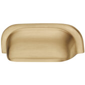  Design Deco Series Mulberry Collection Brass Cup Handle in Satin/Brushed Brass, 202mm W x 33mm D x 42mm H (7-15/16'' W x 1-5/16'' D x 1-5/8'' H), Center to Center: 192mm (7-9/16'')