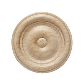 H�fele Wood Ornament, Round, Carved Rosette, Plain, 2-1/8'' Dia. x 3/8'' D, Maple