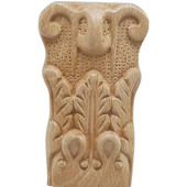 H�fele Acanthus Collection Onlay Ornament, Carved, 2-7/8'' W x 1-9/16'' D x 5'' H, Beech