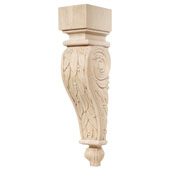 Häfele Chateau Collection Corbel, Hand Carved, Leaves Motif, 2-7/8'' W x 3-1/2'' D x 13'' H, Maple