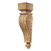 Häfele Chateau Collection Corbel, Hand Carved, Leaves Motif, 2-7/8'' W x 3-1/2'' D x 13'' H, Cherry