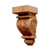 Häfele Chateau Collection Hand Carved Corbel, Leaves Motif, 2-7/8'' W x 3'' D x 6'' H Cherry
