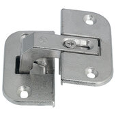  A-Series Pie Cut Corner Hinge 78 Degree Opening Angle, Zinc Alloy, Nickel-Plated, For Kitchen Corner Cabinets with Revolving Shelves