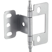  Partial Wrap Non-Mortised Decorative Butt Cabinet Hinge with Minaret Finial in Satin Chrome, Overall Height: 71mm (2-13/16'')