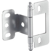  Partial Wrap Non-Mortised Decorative Butt Cabinet Hinge with Ball Finial in Satin Chrome, Overall Height: 63mm (2-1/2'')
