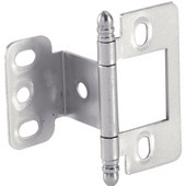 Partial Wrap Non-Mortised Decorative Butt Cabinet Hinge with Ball Finial in Matt Nickel, Overall Height: 63mm (2-1/2'')