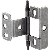  Full Wrap Non-Mortised Decorative Butt Cabinet Hinge with Minaret Finial in Pewter, Overall Height: 71mm (2-13/16'')