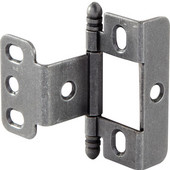  Full Wrap Non-Mortised Decorative Butt Cabinet Hinge with Ball Finial in Pewter, Overall Height: 63mm (2-1/2'')