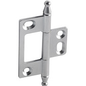  Elite Decorative Non-Mortised Butt Cabinet Hinge with Minaret Finial in Satin Chrome, Overall Height: 75mm (2-15/16'')