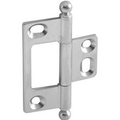  Elite Decorative Non-Mortised Butt Cabinet Hinge with Ball Finial in Satin Chrome, Overall Height: 65mm (2-9/16'')