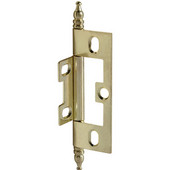  Non-Mortised Butt Cabinet Hinge with Minaret Finial in Brass Plated, Overall Height: 91mm (3-9/16'')