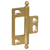  Elite Decorative Non-Mortised Butt Cabinet Hinge with Ball Finial, Brushed Brass, 62mm (2-7/16'') H