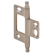  Elite Decorative Non-Mortised Butt Cabinet Hinge with Minaret Finial in Brushed Nickel, Overall Height: 75mm (2-15/16'')