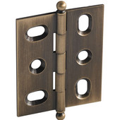  Elite Decorative Mortised Butt Cabinet Hinge with Ball Finial in Antique Brass, Overall Height: 62mm (2-7/16'')