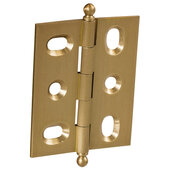  Elite Decorative Mortised Butt Cabinet Hinge with Ball Finial, Brushed Brass, 62mm (2-7/16'') H
