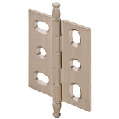  Elite Decorative Mortised Butt Cabinet Hinge with Minaret Finial in Brushed Nickel, Overall Height: 70mm (2-3/4'')
