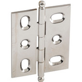  Elite Decorative Mortised Butt Cabinet Hinge with Ball Finial in Polished Nickel, Overall Height: 62mm (2-7/16'')