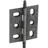  Elite Decorative Mortised Butt Cabinet Hinge with Minaret Finial in Pewter, Overall Height: 70mm (2-3/4'')