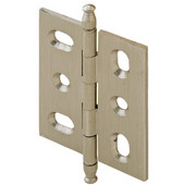  Mortised Decorative Butt Cabinet Hinge with Minaret Finial in Brushed Nickel, Overall Height: 70mm (2-3/4'')