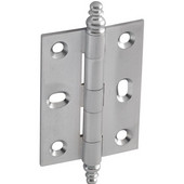 Elite Decorative Large Mortised Butt Cabinet Hinge with Minaret Finial in Satin Chrome, Overall Height: 90mm (3-1/2'')