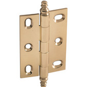  Elite Decorative Large Mortised Butt Cabinet Hinge with Minaret Finial in Polished Brass, Overall Height: 90mm (3-1/2'')