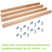  Century X-Series Maple Pilaster Bracket Kit, Single Set: (4) Pilaster and (8) Brackets with Screws, 1-1/4'' W x 20-7/8'' H, Standard Height